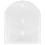 JAM Paper Plastic Multi-Pocket Envelopes with Hook & Loop, 2 Pockets, Letter Booklet, 9.5 x 11.5, Clear, 12/Pack (B35218)