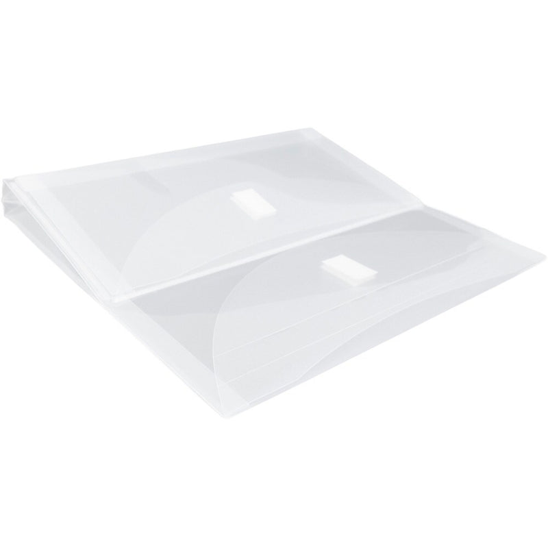 JAM Paper Plastic Multi-Pocket Envelopes with Hook & Loop, 2 Pockets, Letter Booklet, 9.5 x 11.5, Clear, 12/Pack (B35218)
