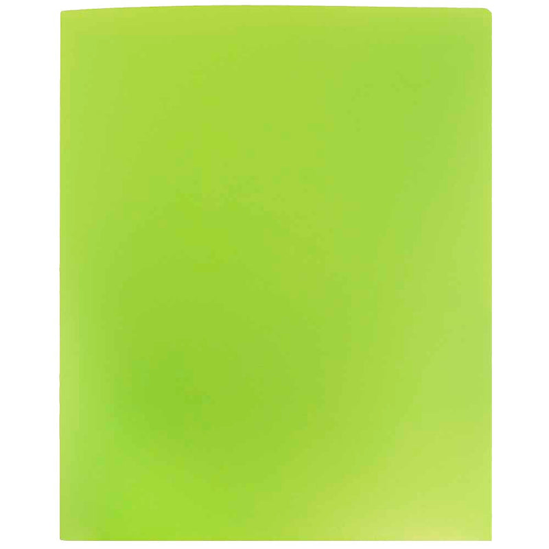 JAM Paper Heavy Duty Two-Pocket Plastic Folders, Lime Green, 6/Pack (383HLID)