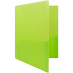 JAM Paper Heavy Duty 3 Hole Punch Two-Pocket Plastic Folders, Lime Green, 6/Pack (383HHPLID)