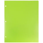 JAM Paper Heavy Duty 3 Hole Punch Two-Pocket Plastic Folders, Lime Green, 6/Pack (383HHPLID)