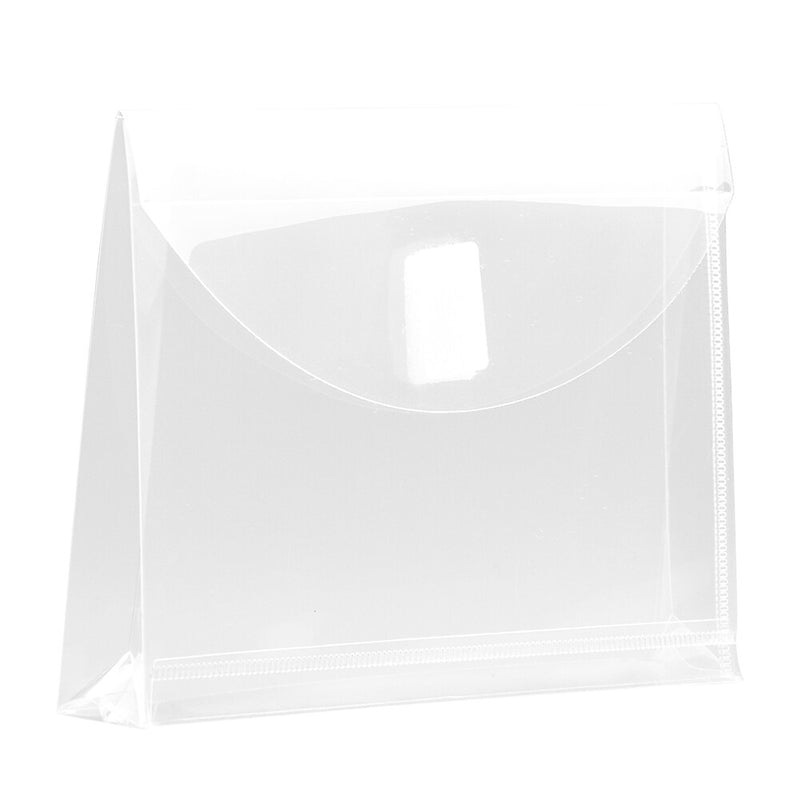 JAM Paper Plastic Envelopes with Hook & Loop Closure, Index Size, 5.5 x 7.5 with 1 Inch Expansion, Clear, 12/Pack (920V1CL)