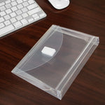 JAM Paper Plastic Envelopes with Hook & Loop Closure, Index Size, 5.5 x 7.5 with 1 Inch Expansion, Clear, 12/Pack (920V1CL)