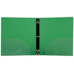 JAM Paper Heavy Duty 1 1/2" 3-Ring Flexible Poly Binders, Green Glass Twill (762T15GR)