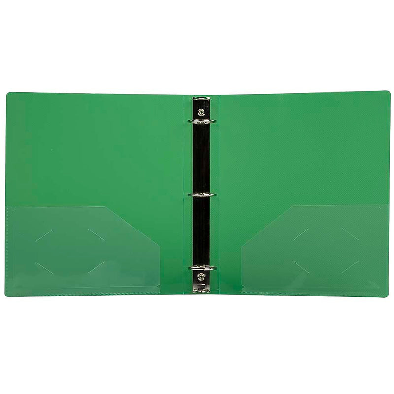 JAM Paper Heavy Duty 1 1/2" 3-Ring Flexible Poly Binders, Green Glass Twill (762T15GR)