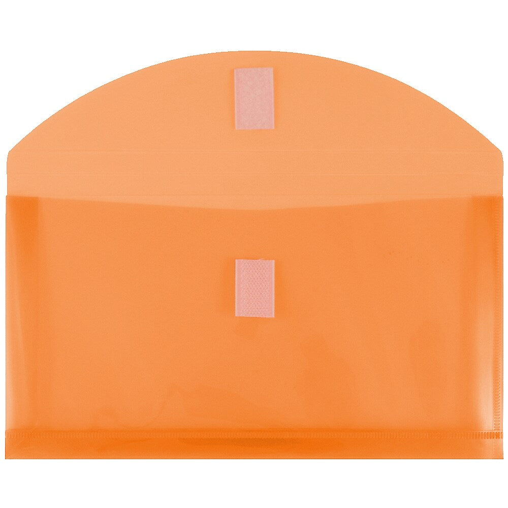 JAM Paper Standard Plastic Filing Envelope with Hook & Loop Closure, 5.25" x 10", Orange, 108/Box (921V1ORB)