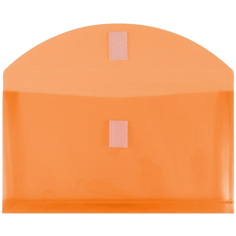JAM Paper Standard Plastic Filing Envelope with Hook & Loop Closure, 5.25" x 10", Orange, 108/Box (921V1ORB)