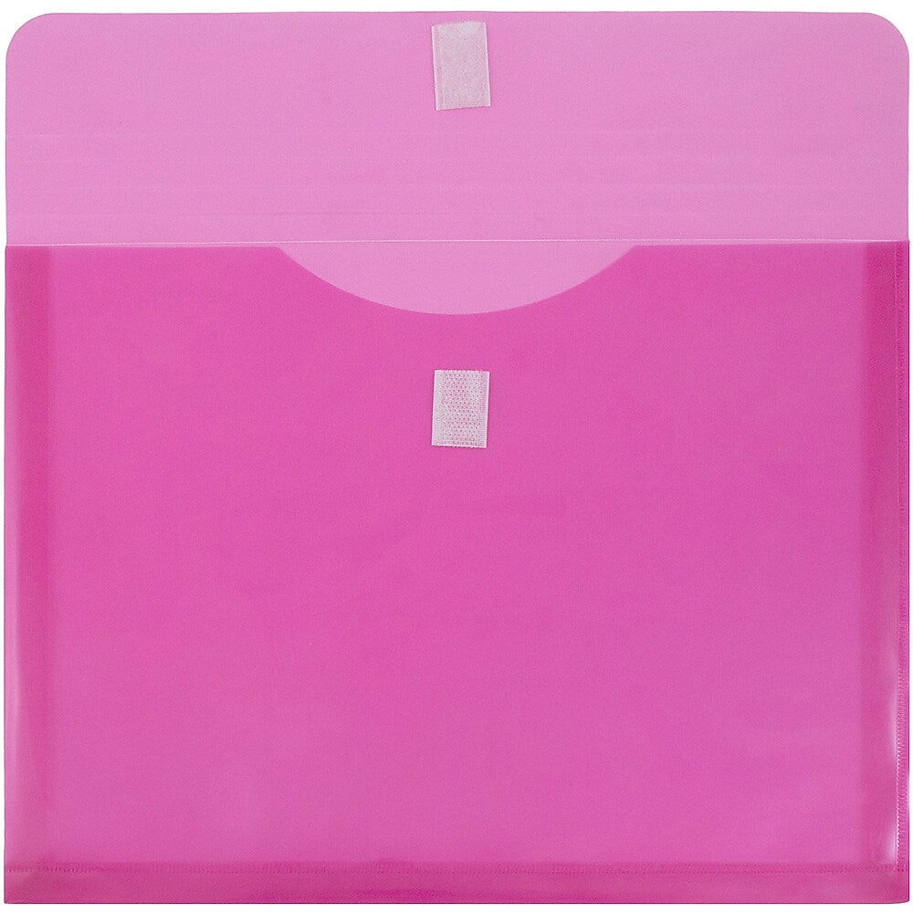 JAM Paper Standard Plastic Document File, 1 Pocket, Letter, Fuchsia Pink, 12/Pack (218V1FU)