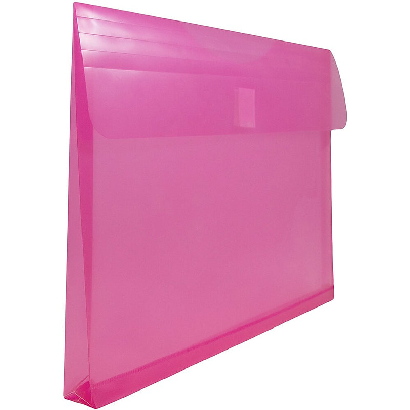 JAM Paper Standard Plastic Document File, 1 Pocket, Letter, Fuchsia Pink, 12/Pack (218V1FU)