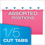 Pendaflex 10 Heavy Duty Reinforced Hanging File Folder, 1/5-Tab, Legal, Pink, 25/Box (04153 1/5 PIN)