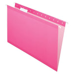 Pendaflex 10 Heavy Duty Reinforced Hanging File Folder, 1/5-Tab, Legal, Pink, 25/Box (04153 1/5 PIN)