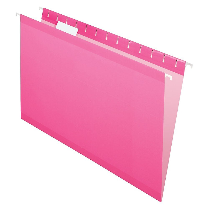 Pendaflex 10 Heavy Duty Reinforced Hanging File Folder, 1/5-Tab, Legal, Pink, 25/Box (04153 1/5 PIN)