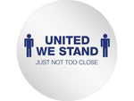 Deflect-O StandSafe Spacing Disc, "United We Stand, Just Not Too Close", 20", Clear/Blue, 6/Pack  (PSDD20UWS/6)