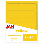 JAM Paper Laser/Inkjet Shipping Address Labels, 2" x 4", Yellow, 10 Labels/Sheet, 12 Sheets/Pack (302724410)