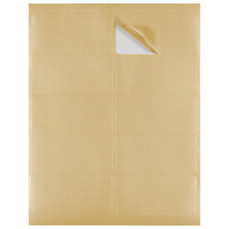 JAM Paper Laser/Inkjet Shipping Labels, 2" x 4", Gold Metallic, 10 Labels/Sheet, 12 Sheets/Pack (40732538)