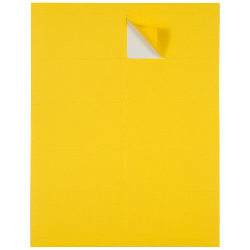 JAM Paper Laser/Inkjet Shipping Address Labels, 2" x 4", Yellow, 10 Labels/Sheet, 12 Sheets/Pack (302724410)