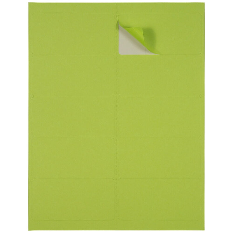 JAM Paper Laser/Inkjet Shipping Address Labels, 2" x 4", Ultra Lime Green, 10 Labels/Sheet, 12 Sheets/Pack (302724405)