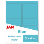 JAM Paper Laser/Inkjet Shipping Address Labels, 2" x 4", Blue, 10 Labels/Sheet, 12 Sheets/Pack (302725768)