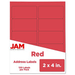 JAM Paper Shipping Labels, 2" x 4", Red, 10 Labels/Sheet, 12 Sheets/Pack (4514940)