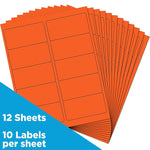 JAM Paper Laser/Inkjet Shipping Address Labels, 2" x 4", Orange, 10 Labels/Sheet, 12 Sheets/Pack (302725784)