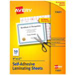 Avery Self-Adhesive Laminating Sheets, Letter Size, 9" x 12", 50/Box (73601)