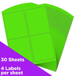 JAM Paper Shipping Labels, 4" x 5", Neon Green, 4 Labels/Sheet, 30 Sheets/Pack (354329156)