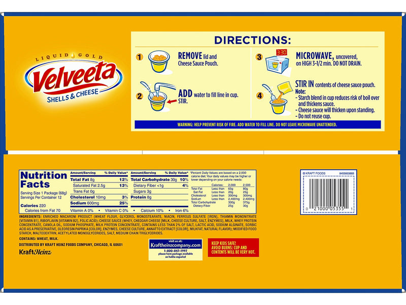 Velveeta Original Shell Pasta & Cheese Sauce, 2.4 oz., 12/Pack (5355)