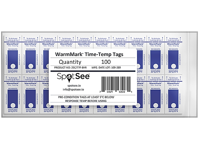 ShockWatch WarmMark Short-Run 25°C/77°F Single Window Chemical Temperature Indicator, 100/Box (WM 25/77-8)