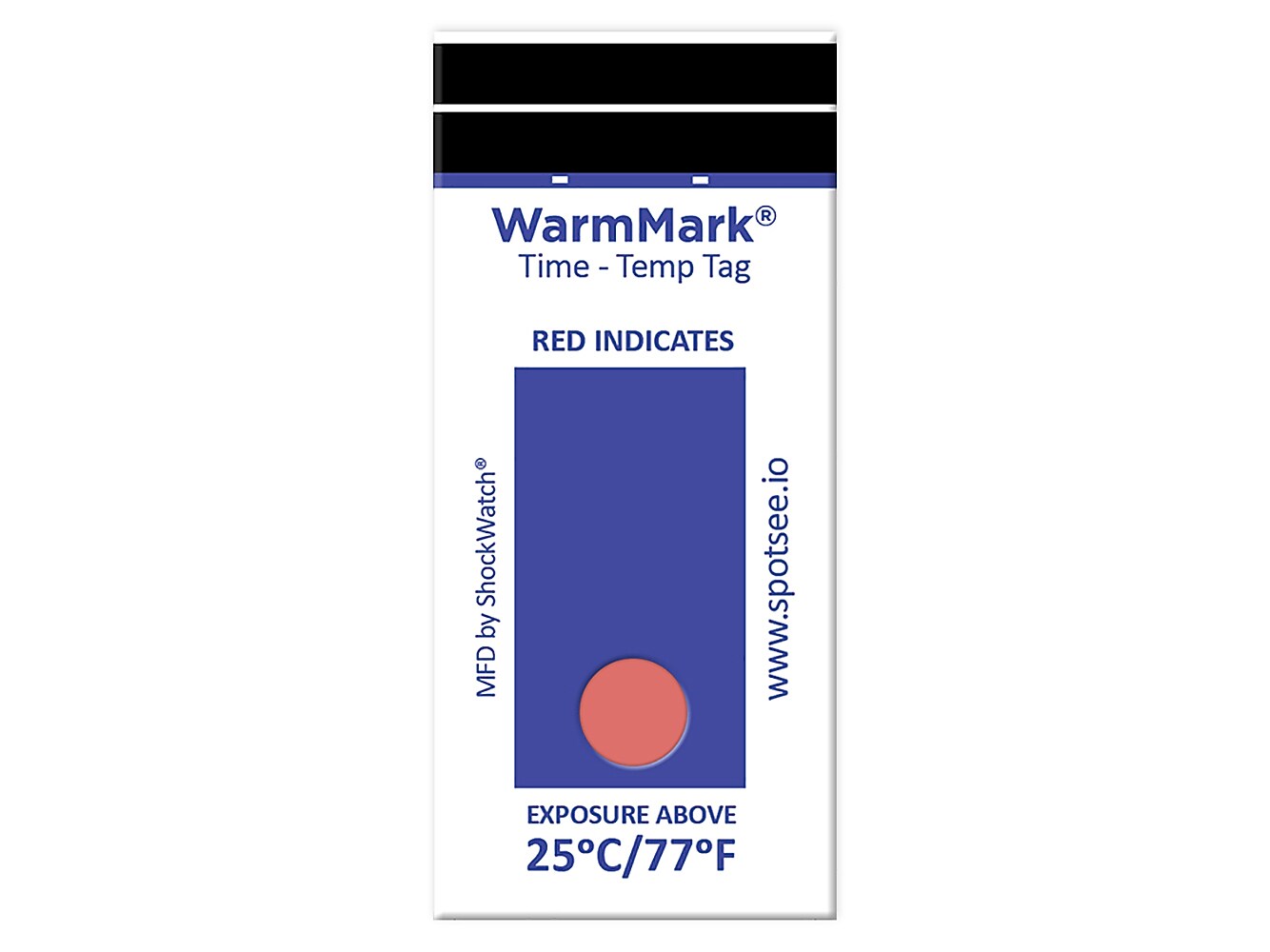 ShockWatch WarmMark Short-Run 25°C/77°F Single Window Chemical Temperature Indicator, 100/Box (WM 25/77-8)