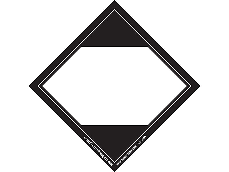 Labelmaster Limited Quantity Identification & Color Coding Labels, 4" x 4", Black/White, 500 Labels/Pack (LQL40W)