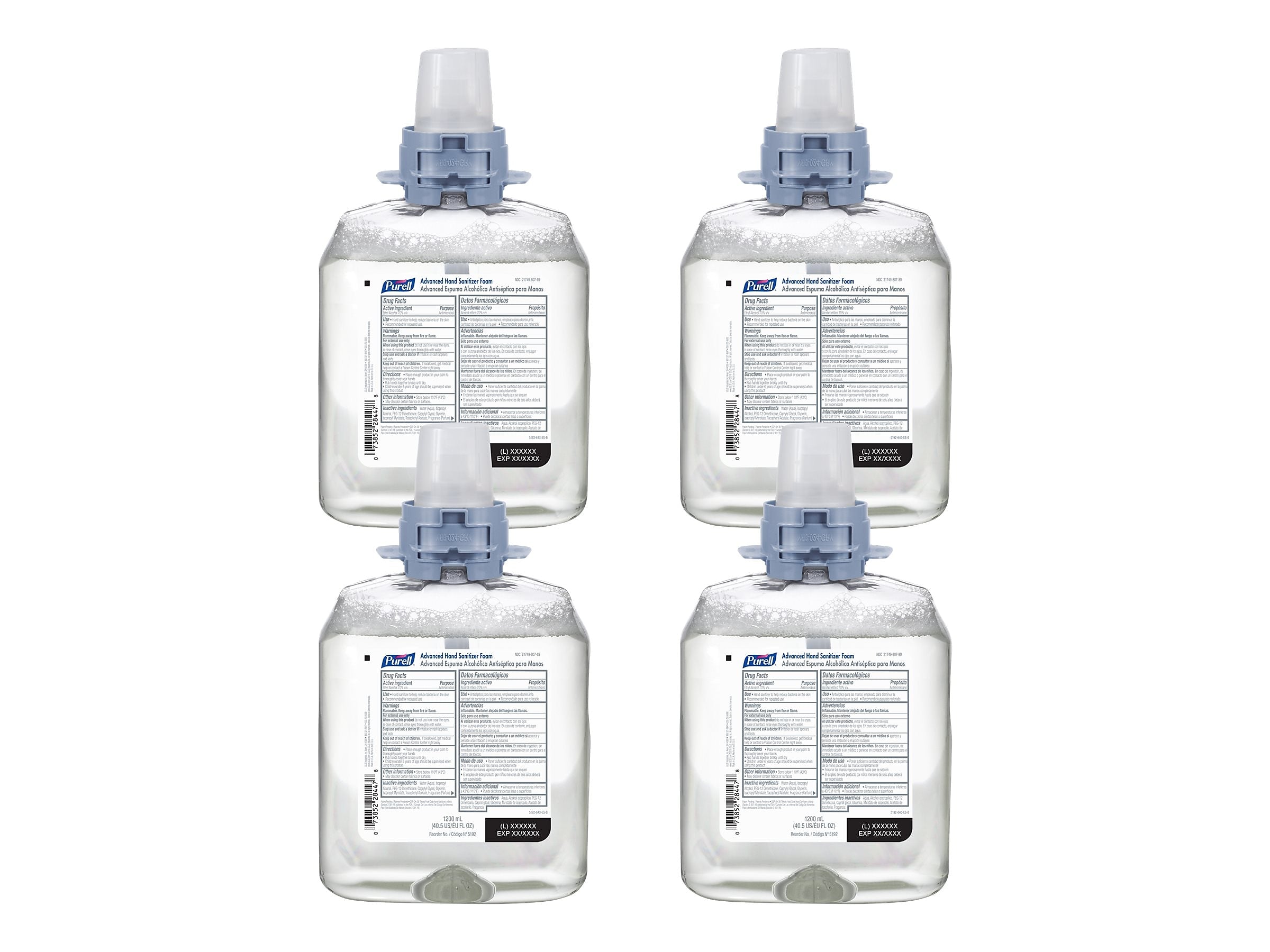 PURELL Advanced 70% Alcohol Foaming Hand Sanitizer Refill for FMX-12 & CS4 Dispenser, 1200 mL, 4/Carton (5192-04)