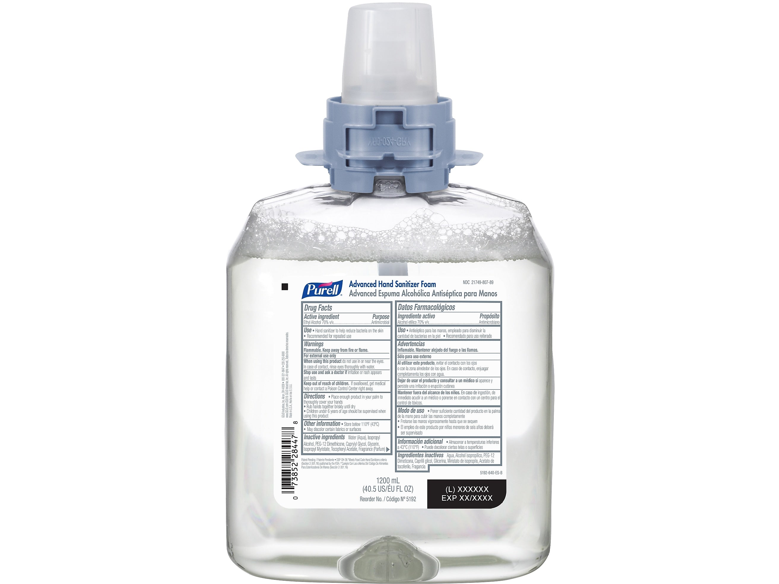 PURELL Advanced 70% Alcohol Foaming Hand Sanitizer Refill for FMX-12 & CS4 Dispenser, 1200 mL, 4/Carton (5192-04)