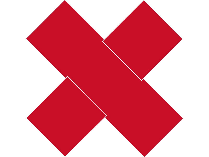 Superior Mark® Floor Decal, X-Shape Marker, 4" tape, 12" x 12", Red (IN-40-265I)