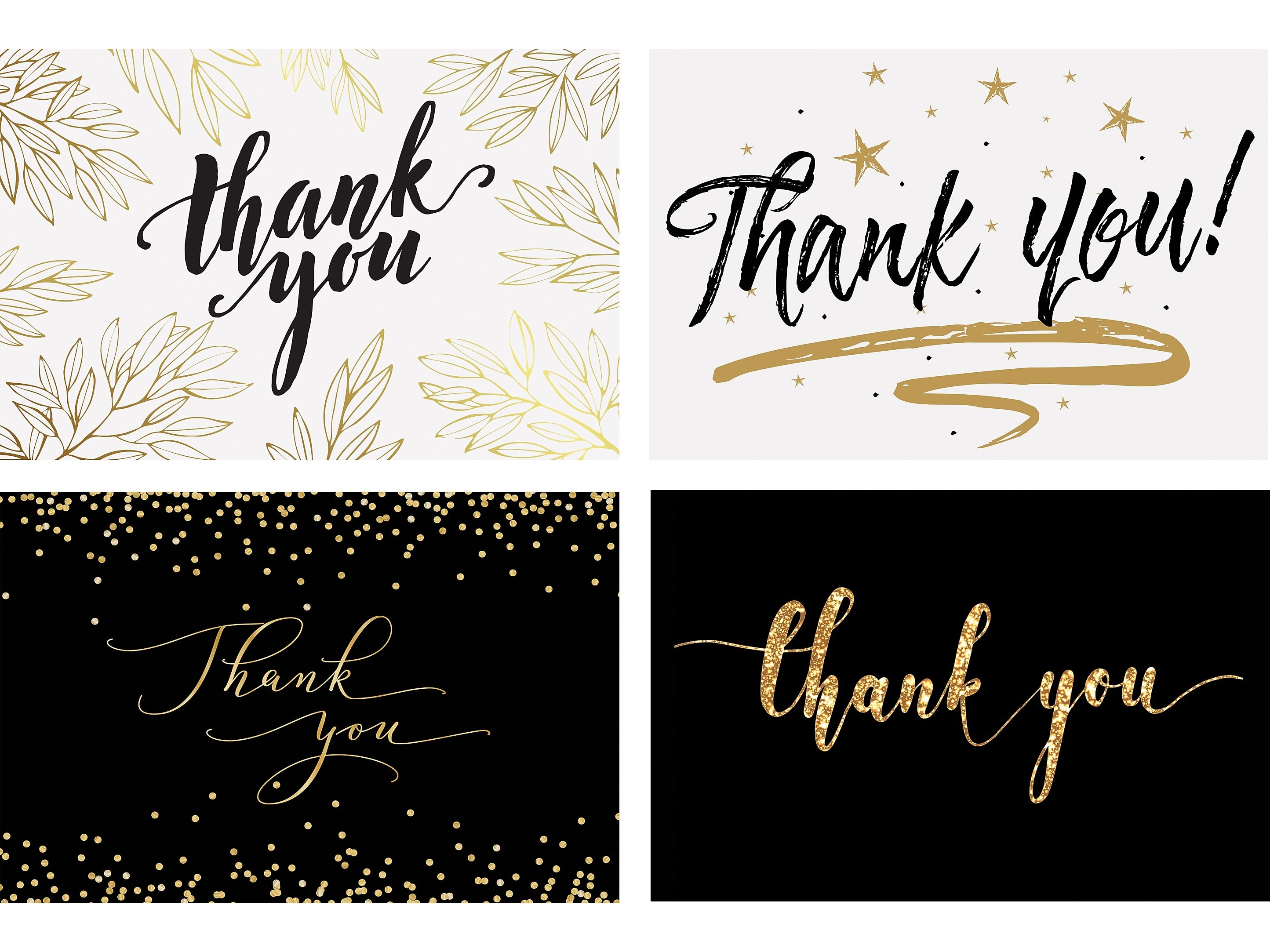 Better Office Thank You Cards with Envelopes, 4" x 6", Black/Gold, 100/Pack (64520)