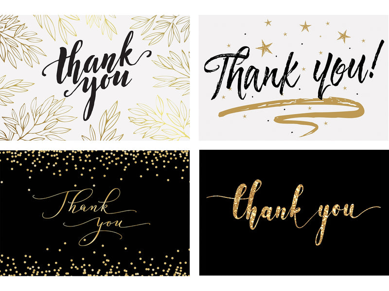Better Office Thank You Cards with Envelopes, 4" x 6", Black/Gold, 100/Pack (64520)