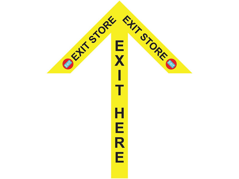 Superior Mark® Floor Decal, "Exit Store Here", 4" tape, 41.5" x 34", Yellow (IN-40-985)