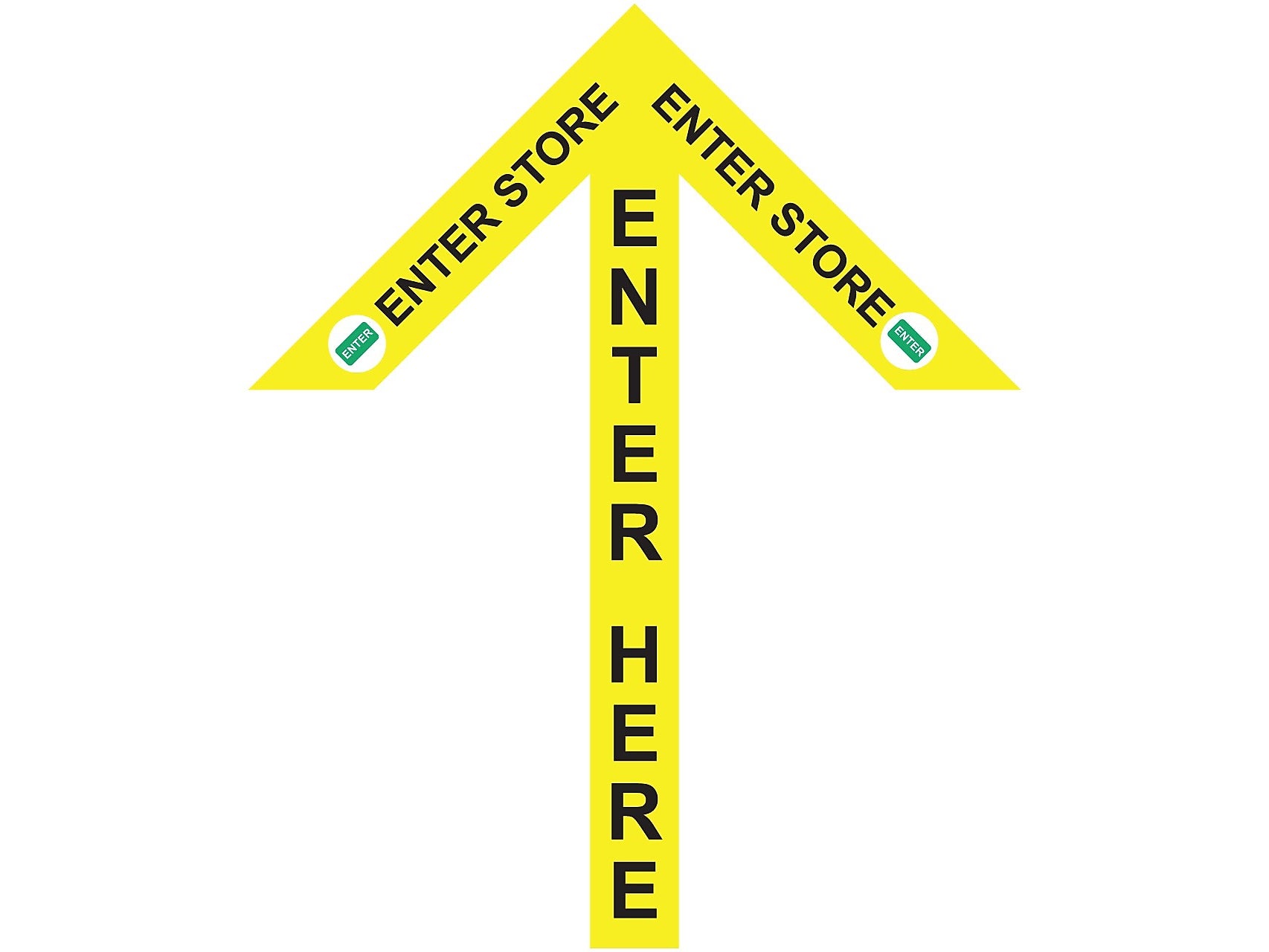 Superior Mark® Floor Decal, "Enter Store Here", 4" tape, 41.5" x 34", Yellow (IN-40-986)