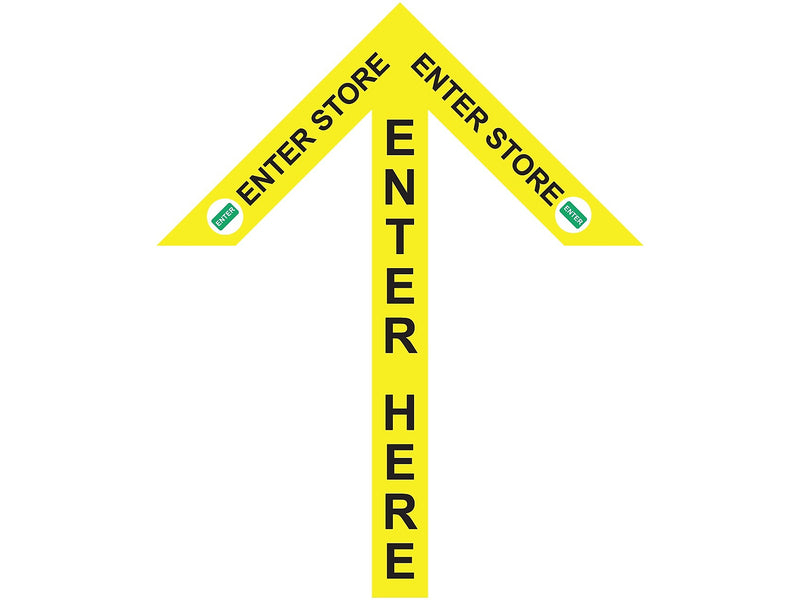 Superior Mark® Floor Decal, "Enter Store Here", 4" tape, 41.5" x 34", Yellow (IN-40-986)