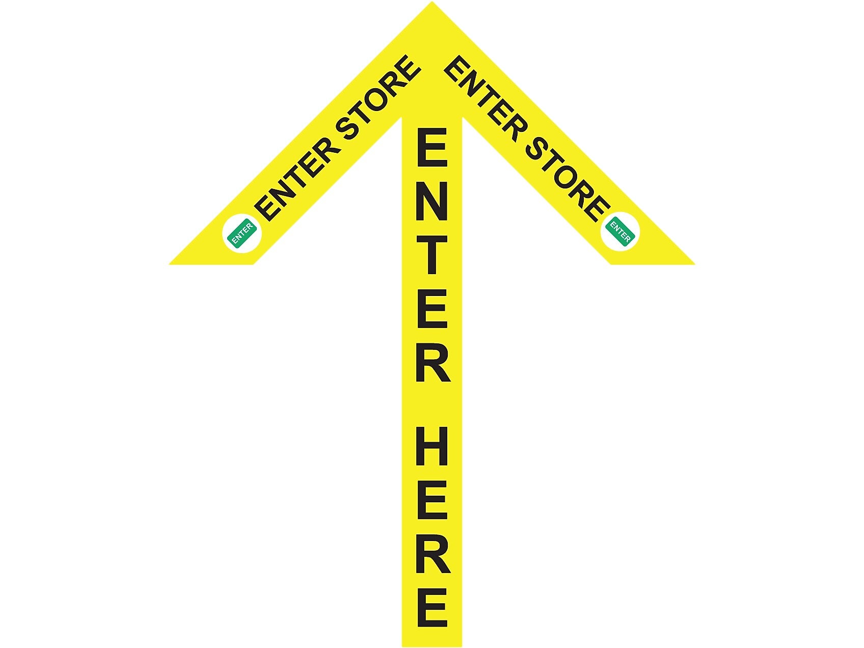 Superior Mark® Floor Decal, "Enter Store Here", 2" tape, 41.5" x 34", Yellow (IN-40-996)
