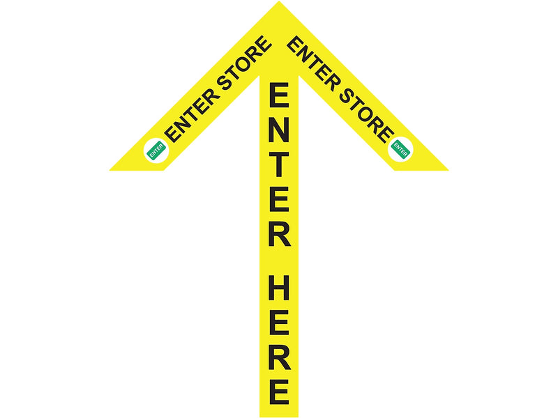 Superior Mark® Floor Decal, "Enter Store Here", 2" tape, 41.5" x 34", Yellow (IN-40-996)