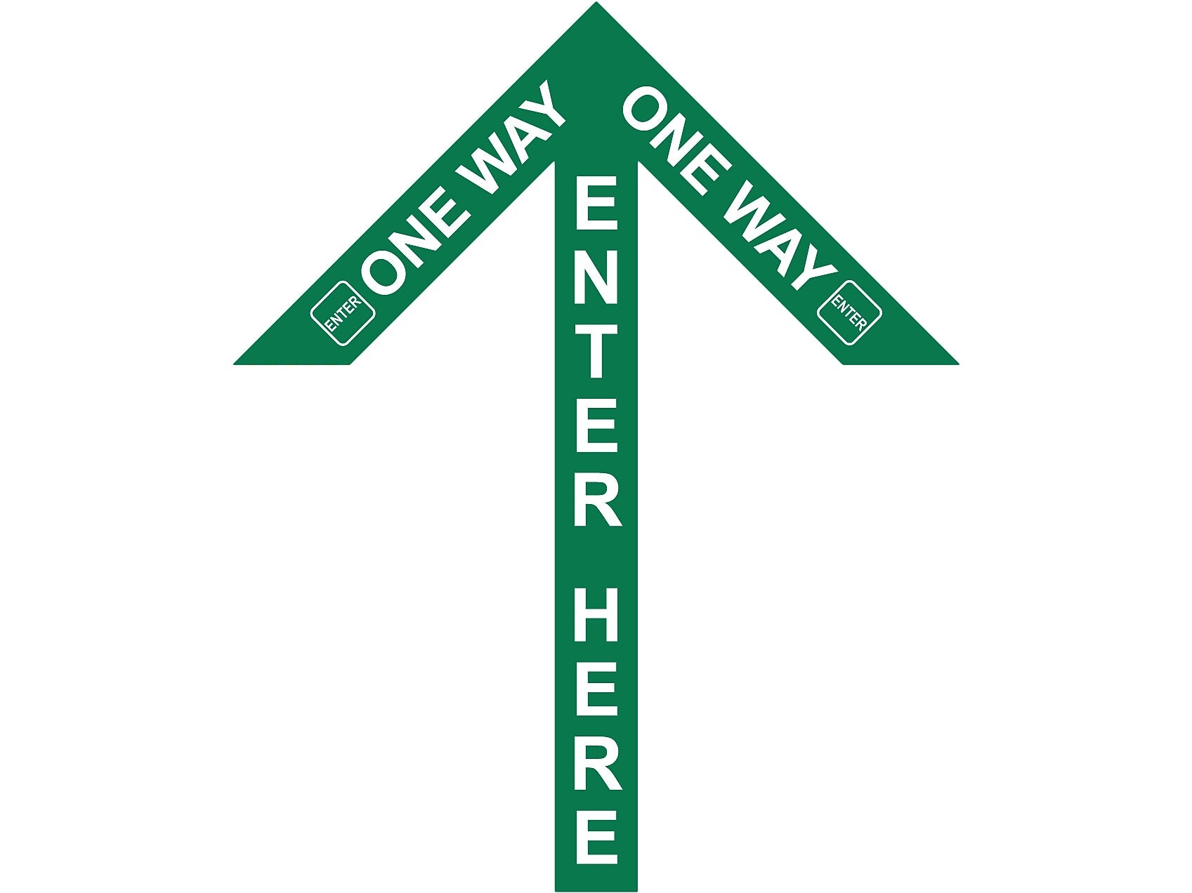 Superior Mark® Floor Decal, "One Way Enter Here", 2" tape, 41.5" x 34", Green (IN-40-997)