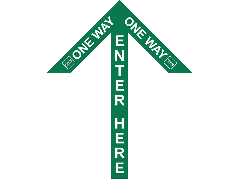 Superior Mark® Floor Decal, "One Way Enter Here", 2" tape, 41.5" x 34", Green (IN-40-997)
