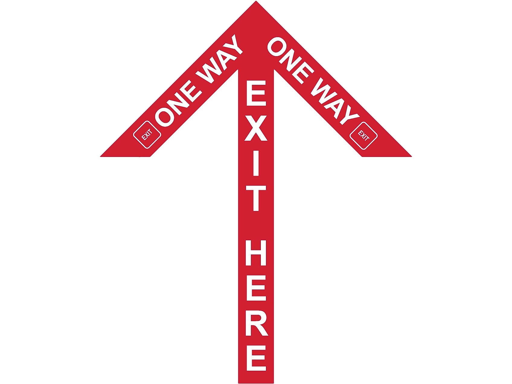Superior Mark® Floor Decal, "One Way Exit Here", 2" tape, 41.5" x 34", Red (IN-40-994)