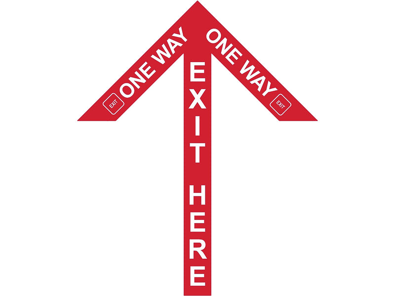 Superior Mark® Floor Decal, "One Way Exit Here", 2" tape, 41.5" x 34", Red (IN-40-994)