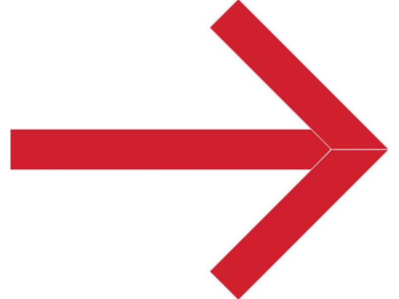 Superior Mark® Floor Decal, Arrow, 4" tape, 41.5" x 34", Vinyl, Red (IN-40-643-V)