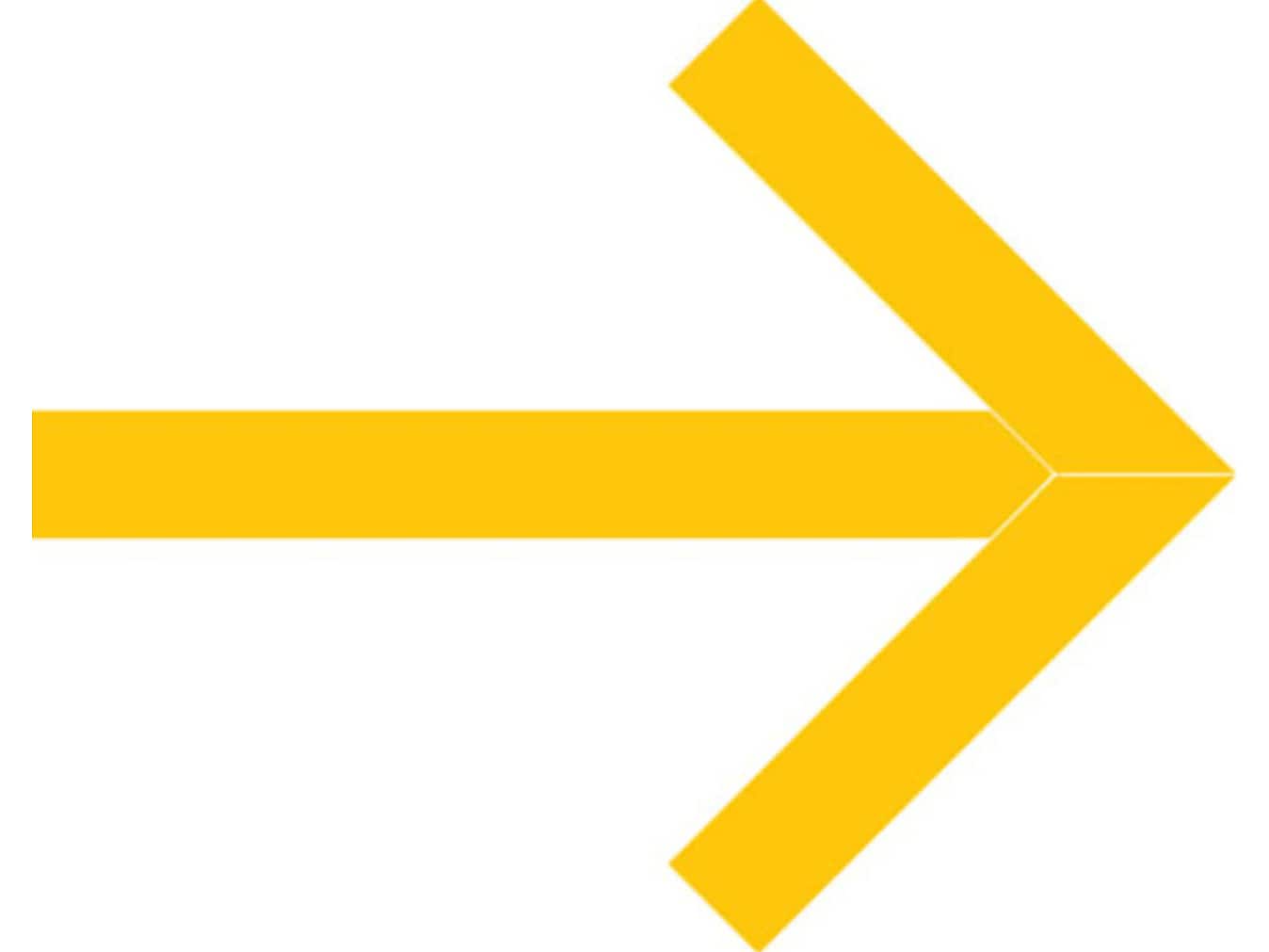 Superior Mark® Floor Decal, Arrow, 2" tape, 41.5" x 34", Vinyl, Yellow (IN-40-637-V)