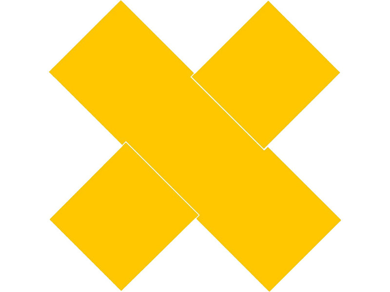 Superior Mark® Floor Decal, X-Shape Marker, 4" tape, 12" x 12", Yellow (IN-40-263I)