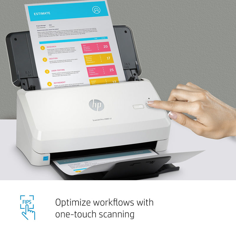 HP Scanjet Pro 2000 s2 Duplex Desktop Document Scanner, White (6FW06A#BGJ)