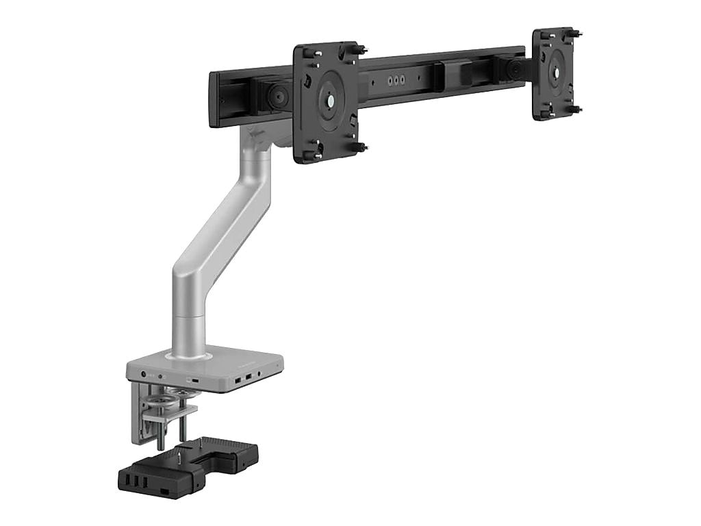 Humanscale M8.1 Adjustable Monitor Arm, Up to 28" Monitors, Silver with Gray Trim (M81KCSB2BNA)
