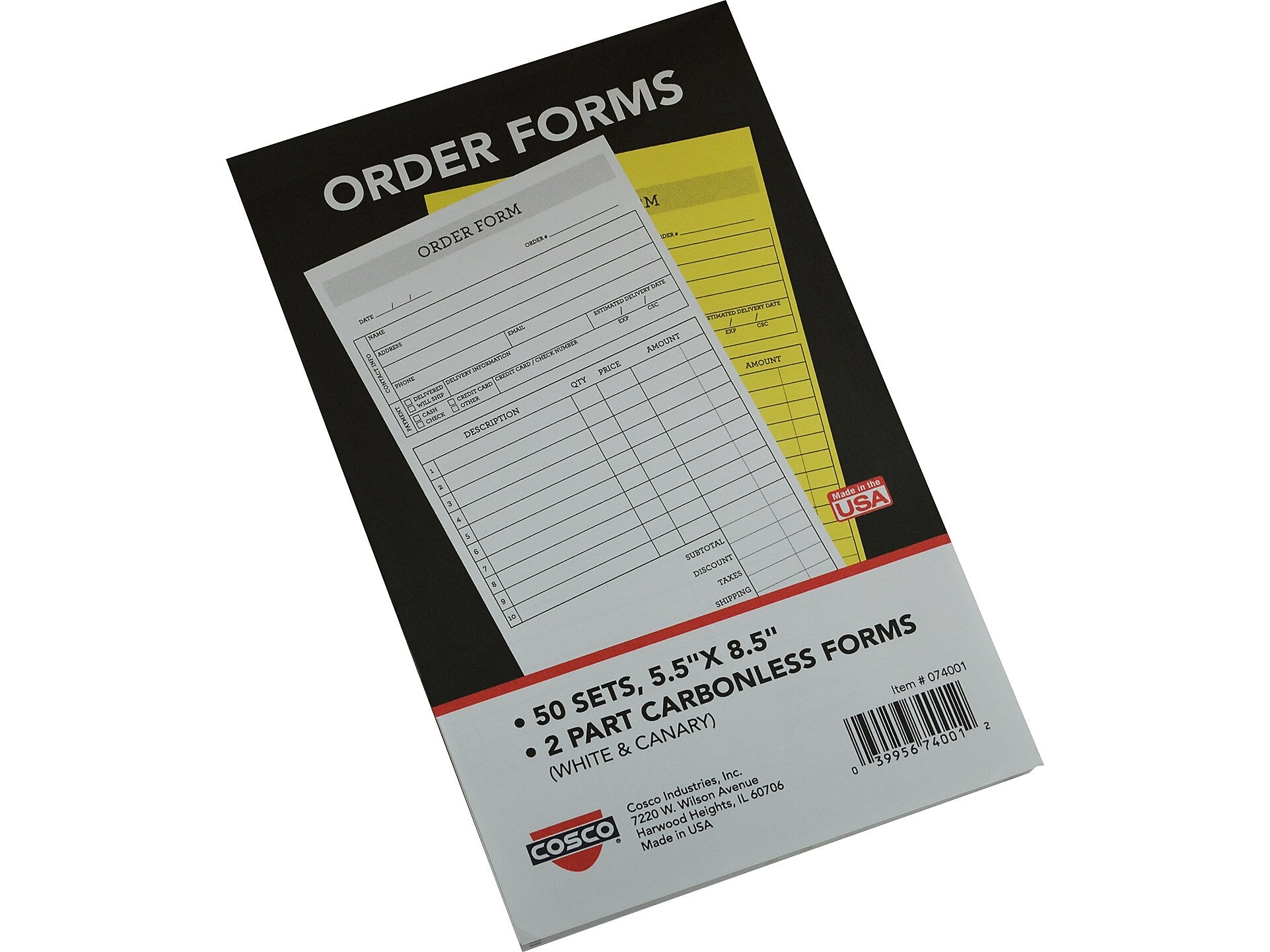 Cosco Simple 2-Part Carbonless Work Orders, 5.5" x 8.5", 50 Sets/Book (074001)